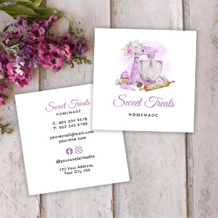 Sweet Treats Bakery Purple Square Business Card