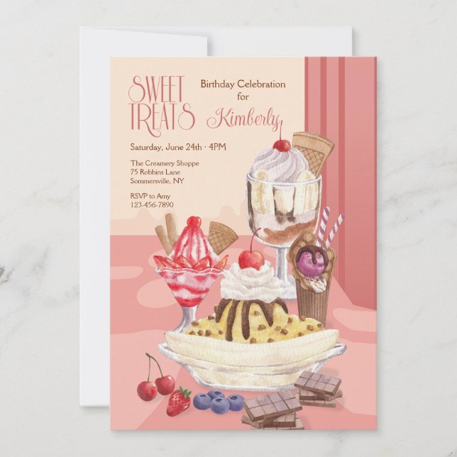 Sweet Treats Birthday Party  Invitation (Front)
