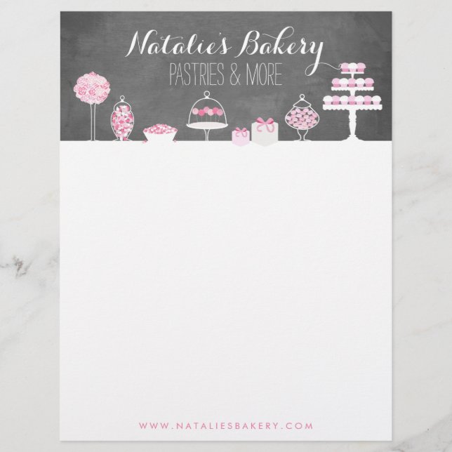 Sweet Treats Chalkboard Bakery Business Letterhead (Front)
