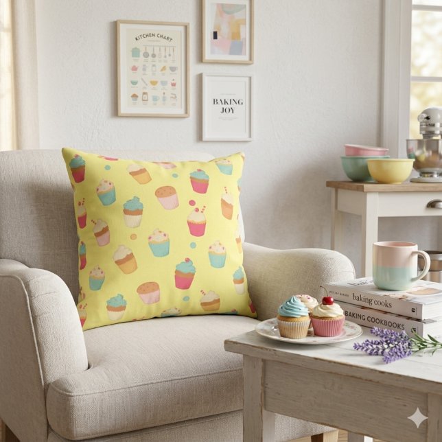 Sweet Treats Cupcake Throw Pillow (Creator Uploaded)