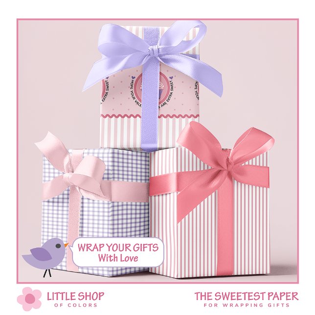 Sweet Treats Cupcake Valentines Day Wrapping Paper Sheet (Creator Uploaded)