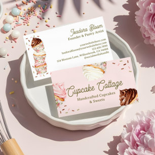 Sweet Treats Cupcakes & Cakes Elegant Floral Business Card