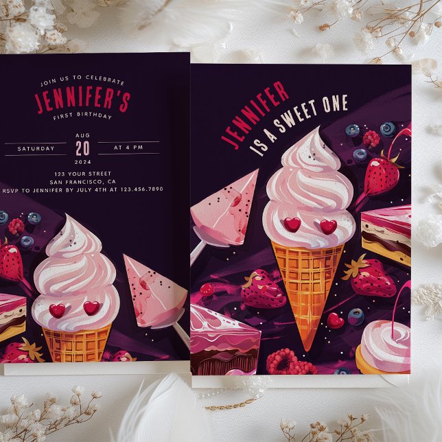 Sweet Treats & Delights - Playful First Birthday Invitation (Creator Uploaded)