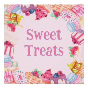 Sweet Treats Desserts Pink Poster
