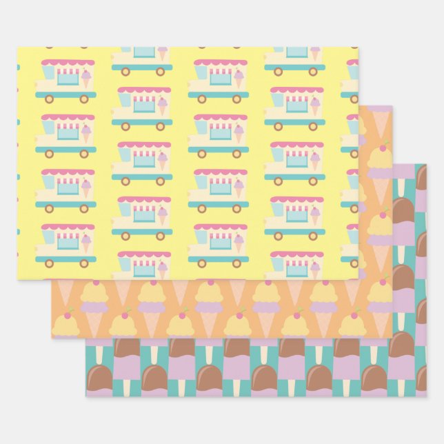 Sweet Treats Ice Cream Trio Wrapping Paper Sheet (Set)