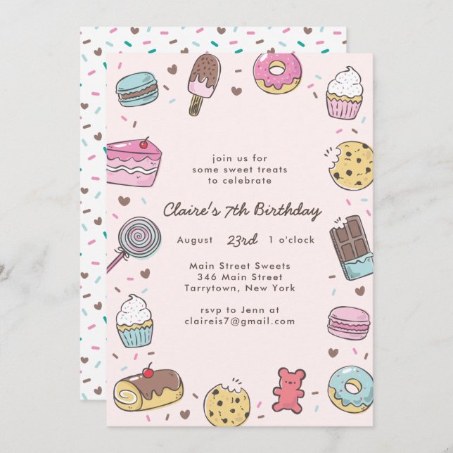 Sweet Treats Invitation (Front/Back)