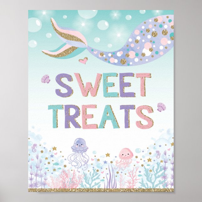 Sweet Treats Mermaid Candy Bar Sign Under the Sea (Front)