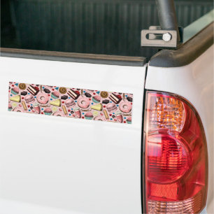 Sweet treats on pink bumper sticker