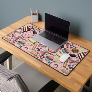 Sweet treats on pink desk mat