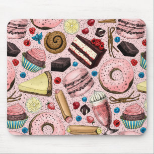 Sweet treats on pink mouse pad