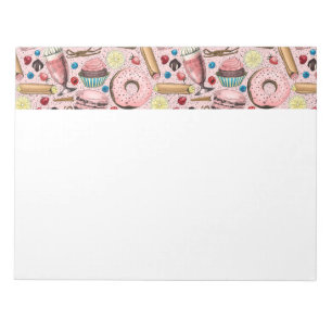 Sweet treats on pink notepad