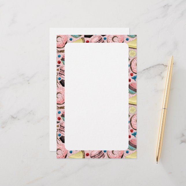 Sweet treats on pink stationery (Front/Back In Situ)