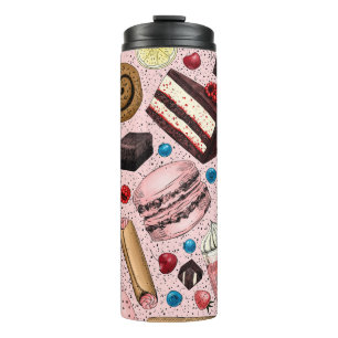 Sweet treats on pink thermal tumbler