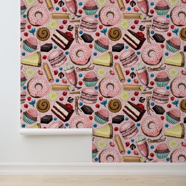 Sweet treats on pink wallpaper (Application)
