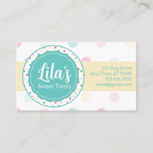 Sweet Treats Party Fun Colorful Dot Pattern Custom Business Card