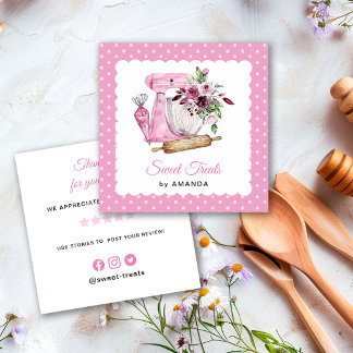 Sweet Treats Pink Thank you Square Business Card