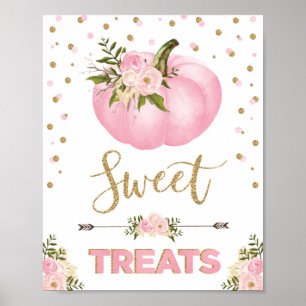 Sweet Treats Pumpkin Birthday Baby Shower Favours Poster