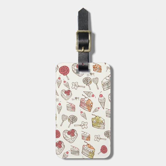Sweet Treats Retro Pattern. Luggage Tag (Front Vertical)