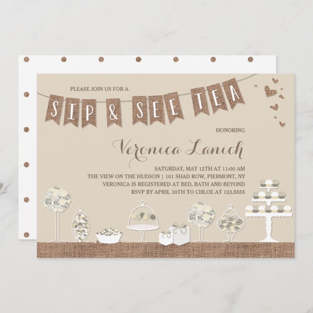 Sweet Treats | Rustic | Sip & See Tea Baby Shower Invitation (Front/Back)
