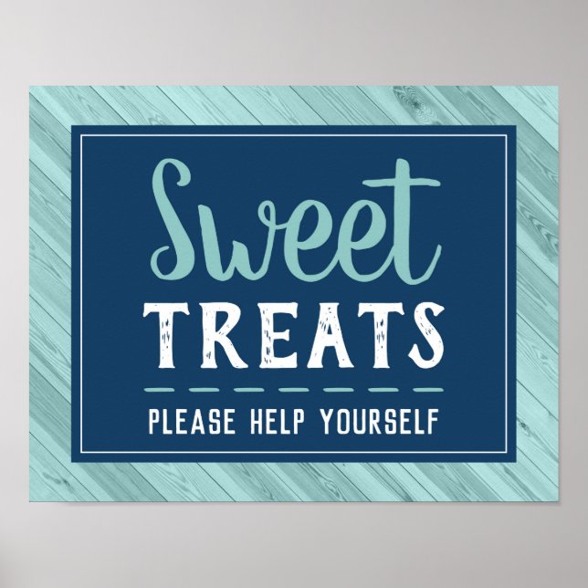 Sweet Treats Sign, Blue and Aqua Poster (Front)
