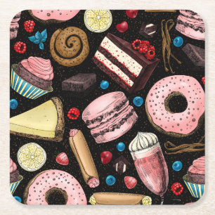 Sweet treats square paper coaster
