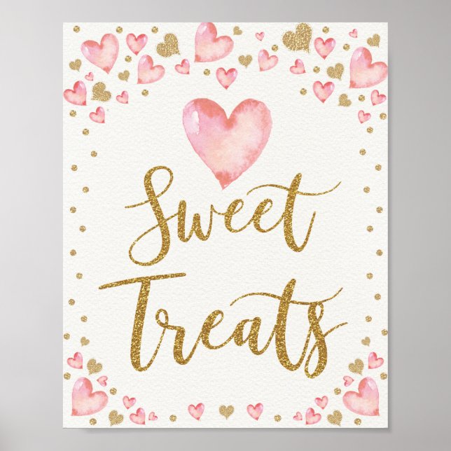 Sweet Treats Valentines Baby Shower Birthday Party Poster (Front)
