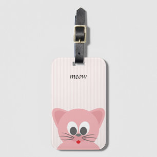 Sweet Trendy Pink Cat Luggage Tag