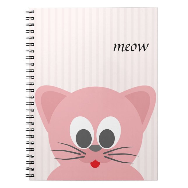Sweet Trendy Pink Cat  Notebook (Front)
