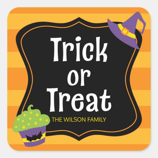 Sweet Trick or Treat Halloween Party Square Sticker (Front)