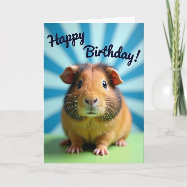 Sweet Tricolor Creature Birthday Card (Front)