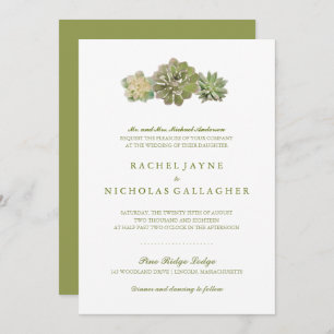 Sweet Trio Succulents Sage Green   Wedding Invitation