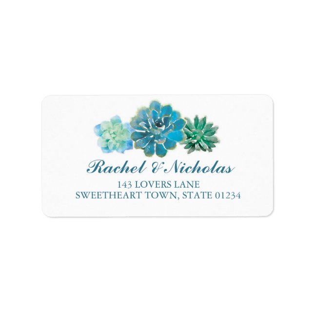 Sweet Trio Succulents Watercolor | ADDRESS Label (Front)