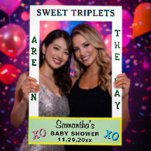 Sweet Triplets Baby Shower Pink Blue Yelllow Green