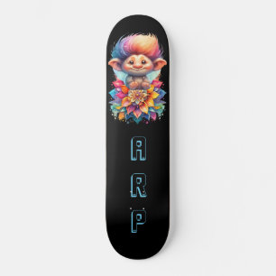 *~* Sweet Troll AP89 Neon Rainbow Initials Flower Skateboard