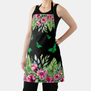 Sweet Tropical Flowers & Butterflies Apron