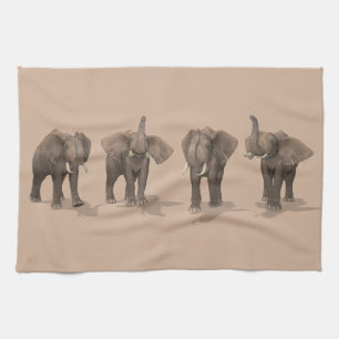 Sweet Trumpeting Elephants Quartet Tea Towel