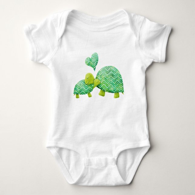 Sweet Turtle Hugs Mum and Baby Baby Bodysuit (Front)