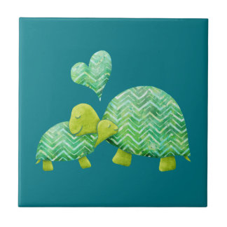 Sweet Turtle Hugs Mum and Baby Tile