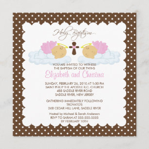 Sweet Twins Baby Girls  Holy Baptism Inviation Invitation