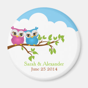 Sweet Twins Owls Boy Girl Baby Magnet
