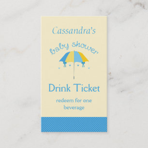 Sweet Umbrella Baby Shower Blue Drink Ticket