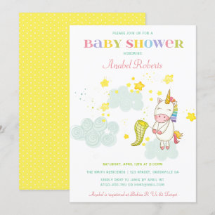 Sweet Unicorn Baby Shower Invitation