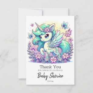 Sweet Unicorn Baby Shower Thank You Card