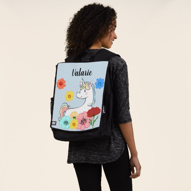 Sweet Unicorn Custom Name Backpack (Worn)