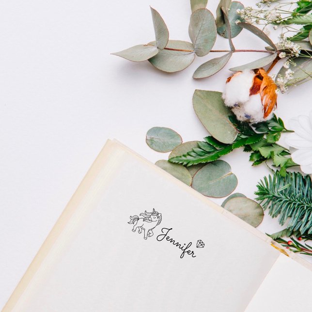 Sweet Unicorn Cute Doodle Kid Custom Name Self-inking Stamp (Creator Uploaded)