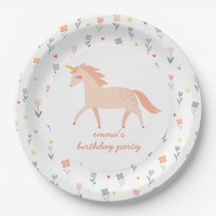 Sweet Unicorn Floral Paper Plate
