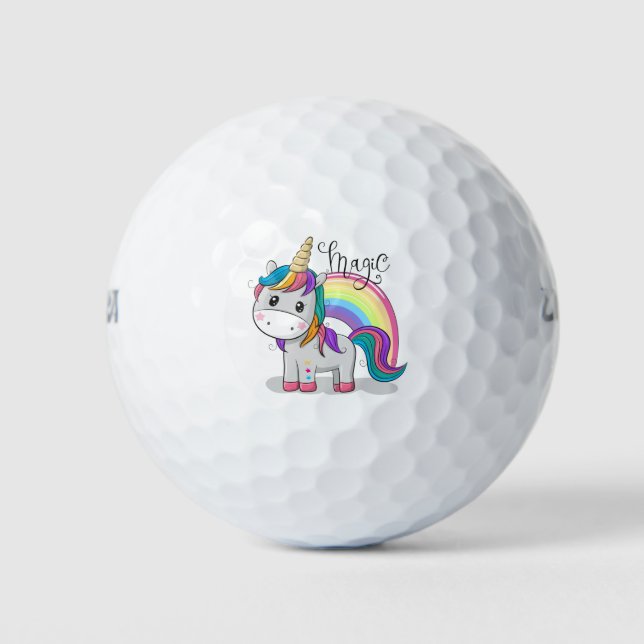 Sweet unicorn with big eyes golf balls (Front)