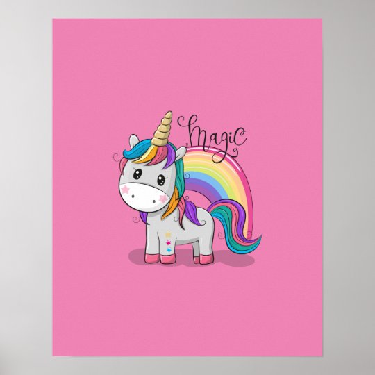 sweet unicorn with big eyes poster zazzlecomau