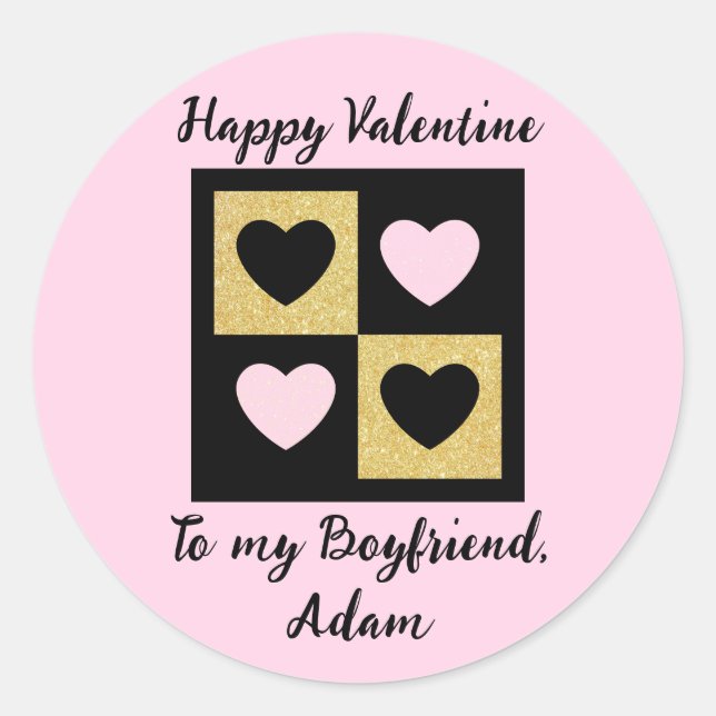 sweet valentine couple personalised customise  classic round sticker (Front)