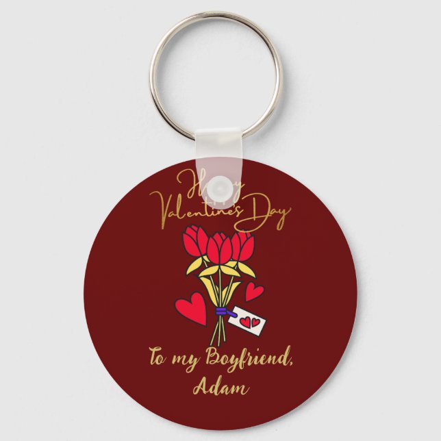 sweet valentine couple personalised customise   key ring (Front)